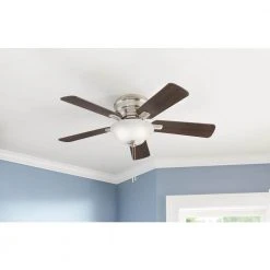 Hampton Bay Hawkins III 44 in. LED Indoor Brushed Nickel Flush Mount Ceiling Fan with Light -Hampton Bay Shop brushed nickel hampton bay ceiling fans with lights yg204d bn c3 1000