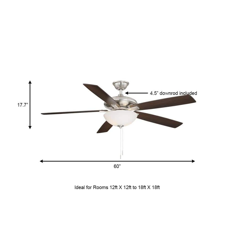 Hampton Bay Abbeywood 60 in. LED Brushed Nickel Ceiling Fan With Light Kit 4 Hampton Bay Abbeywood 60 in. LED Brushed Nickel Ceiling Fan With Light Kit - Image 4