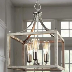 Hampton Bay Boswell Quarter 14 in. 3-Light Brushed Nickel Farmhouse Square Chandelier with Painted Weathered Gray Wood Accents 15 Hampton Bay Boswell Quarter 14 in. 3-Light Brushed Nickel Farmhouse Square Chandelier with Painted Weathered Gray Wood Accents -Hampton Bay Shop brushed nickel hampton bay chandeliers 7948hdcdi 31 1000
