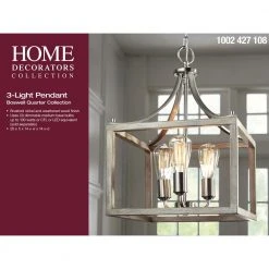 Hampton Bay Boswell Quarter 14 in. 3-Light Brushed Nickel Farmhouse Square Chandelier with Painted Weathered Gray Wood Accents 13 Hampton Bay Boswell Quarter 14 in. 3-Light Brushed Nickel Farmhouse Square Chandelier with Painted Weathered Gray Wood Accents -Hampton Bay Shop brushed nickel hampton bay chandeliers 7948hdcdi 76 1000