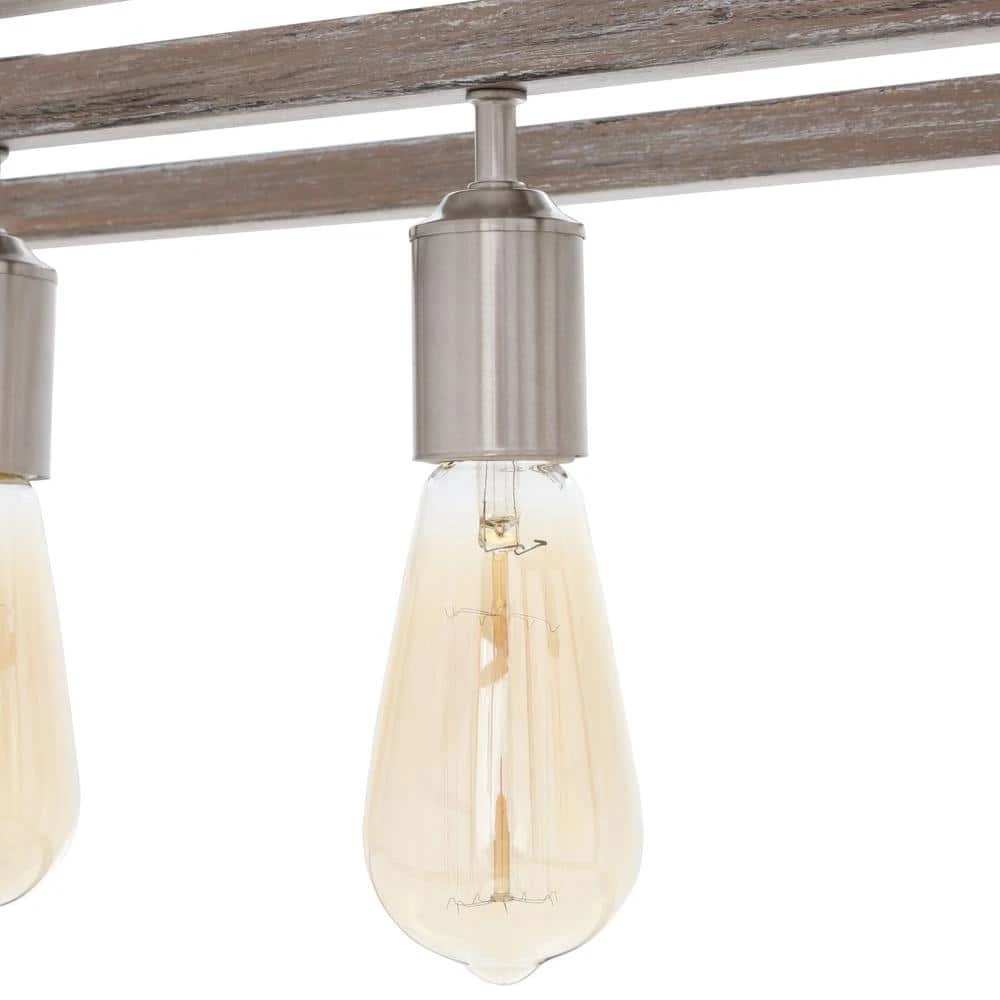 Hampton Bay Boswell Quarter 34in. 5-Light Brushed Nickel Farmhouse Linear Island Chandelier with Weathered Wood Accents 11 Hampton Bay Boswell Quarter 34in. 5-Light Brushed Nickel Farmhouse Linear Island Chandelier with Weathered Wood Accents - Image 11