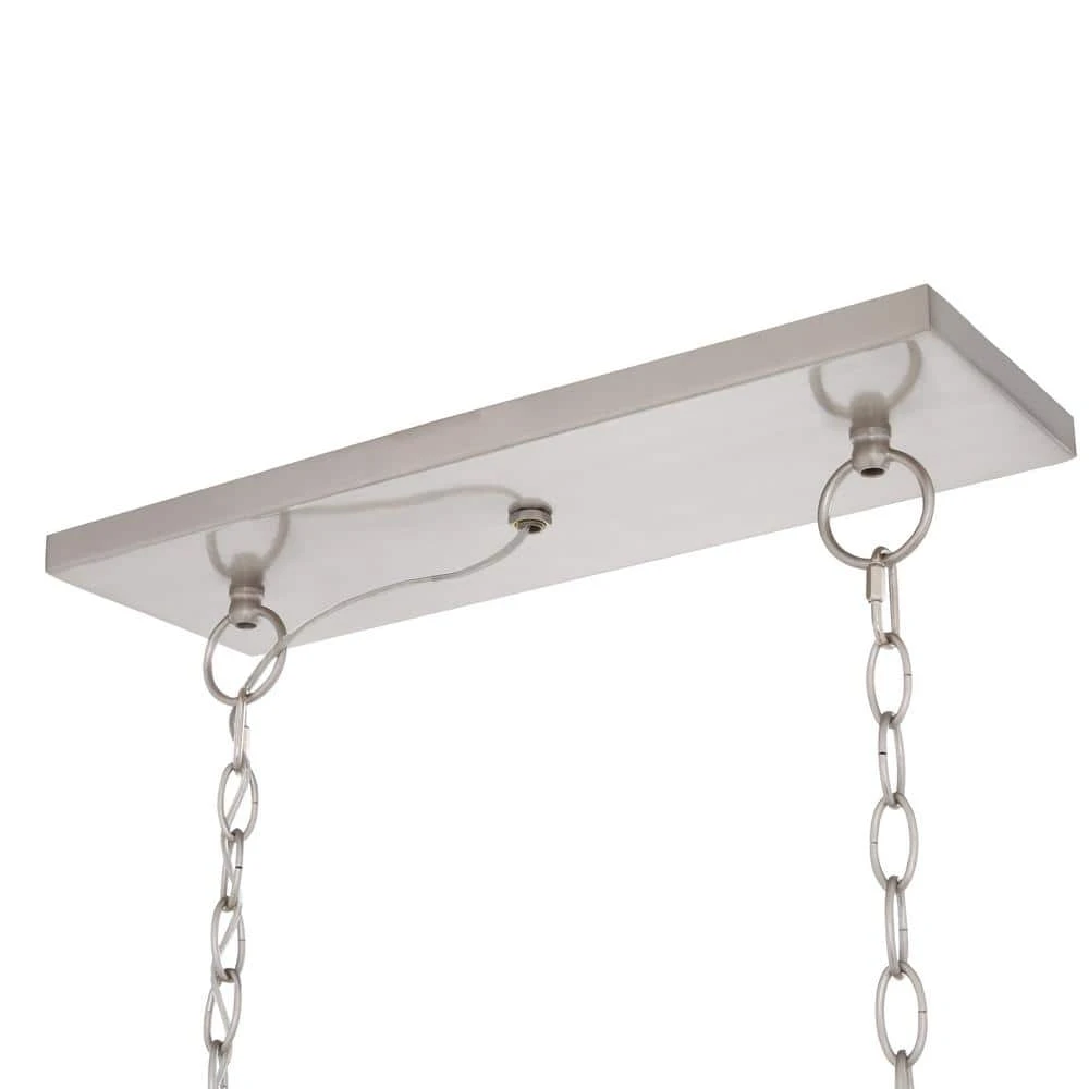 Hampton Bay Boswell Quarter 34in. 5-Light Brushed Nickel Farmhouse Linear Island Chandelier with Weathered Wood Accents 6 Hampton Bay Boswell Quarter 34in. 5-Light Brushed Nickel Farmhouse Linear Island Chandelier with Weathered Wood Accents - Image 6