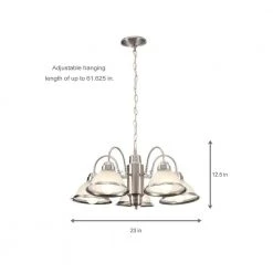 Hampton Bay Halophane 5-Light Brushed Nickel Chandelier with Frosted Ribbed Glass Shades -Hampton Bay Shop brushed nickel hampton bay chandeliers wb0390 sc 1 76 1000