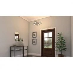 Hampton Bay Halophane 5-Light Brushed Nickel Chandelier with Frosted Ribbed Glass Shades -Hampton Bay Shop brushed nickel hampton bay chandeliers wb0390 sc 1 c3 1000