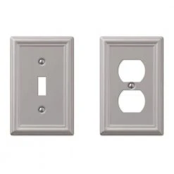 Hampton Bay Ascher 1 Gang Toggle and 1 Gang Duplex Steel Wall Plate Combo Pack - Brushed Nickel