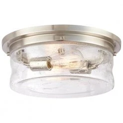 Hampton Bay Silveroak 13 in. 2-Light Brushed Nickel Flush Mount