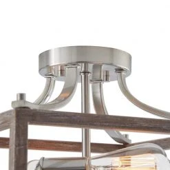 Hampton Bay Boswell Quarter 12-1/2 in. 2-Light Brushed Nickel Farmhouse Semi-Flush Mount with Painted Weathered Gray Wood Accents 13 Hampton Bay Boswell Quarter 12-1/2 in. 2-Light Brushed Nickel Farmhouse Semi-Flush Mount with Painted Weathered Gray Wood Accents -Hampton Bay Shop brushed nickel hampton bay flush mount lights 8018hdcbndi 44 1000