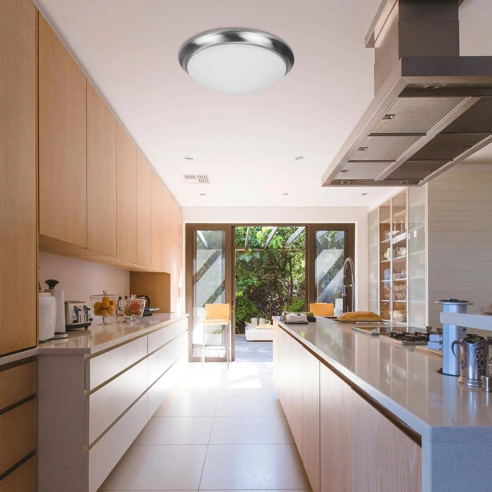 Hampton Bay Withers 13 in. 140-Watt Brushed Nickel Selectable CCT Integrated LED Dimmable Round Globe Flush Mount Ceiling Light 6 Hampton Bay Withers 13 in. 140-Watt Brushed Nickel Selectable CCT Integrated LED Dimmable Round Globe Flush Mount Ceiling Light - Image 6