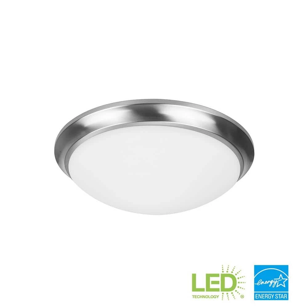 Hampton Bay Withers 13 in. 140-Watt Brushed Nickel Selectable CCT Integrated LED Dimmable Round Globe Flush Mount Ceiling Light 1 Hampton Bay Withers 13 in. 140-Watt Brushed Nickel Selectable CCT Integrated LED Dimmable Round Globe Flush Mount Ceiling Light