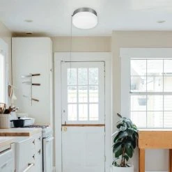 Hampton Bay Hanafin 9 in. 100-Watt Equivalent Brushed Nickel Selectable Integrated LED Flush Mount with Glass Shade and Pull Chain -Hampton Bay Shop brushed nickel hampton bay flush mount lights cg3aa015cr1d30 31 1000