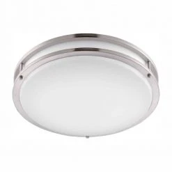 Hampton Bay 16 in. 1-Light Brushed Nickel Dimmable LED Flush Mount