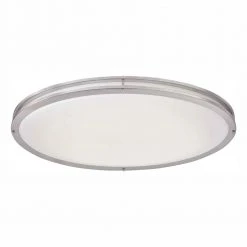 Hampton Bay 32 in. Oval 1-Light Brushed Nickel Dimmable LED Flush Mount