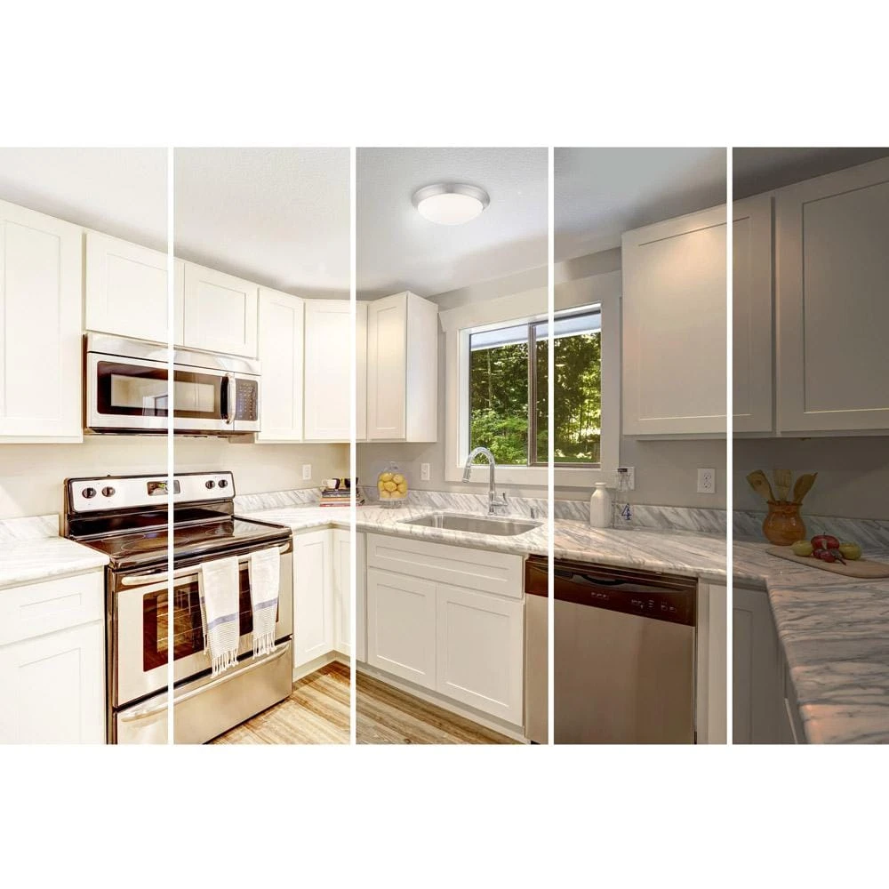 Hampton Bay Stetson 11 in. 1-Light Brushed Nickel Selectable CCT LED Ceiling Light Flush Mount 3 Hampton Bay Stetson 11 in. 1-Light Brushed Nickel Selectable CCT LED Ceiling Light Flush Mount - Image 3