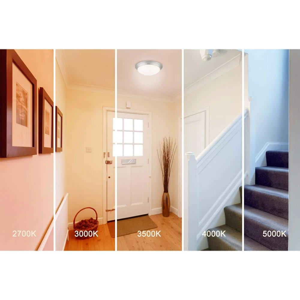 Hampton Bay Stetson 11 in. 1-Light Brushed Nickel Selectable CCT LED Ceiling Light Flush Mount 6 Hampton Bay Stetson 11 in. 1-Light Brushed Nickel Selectable CCT LED Ceiling Light Flush Mount - Image 6