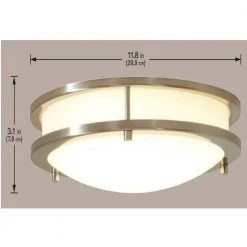 Hampton Bay Flaxmere 12 in. Brushed Nickel Dimmable LED Flush Mount Ceiling Light with Frosted White Glass Shade -Hampton Bay Shop brushed nickel hampton bay flush mount lights hb1023c 35 1d 1000