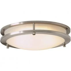Hampton Bay Flaxmere 12 in. Brushed Nickel Dimmable LED Flush Mount Ceiling Light with Frosted White Glass Shade -Hampton Bay Shop brushed nickel hampton bay flush mount lights hb1023c 35 4f 1000