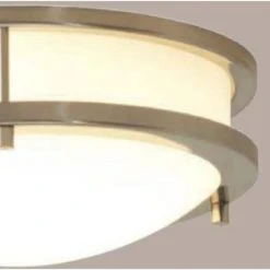 Hampton Bay Flaxmere 12 in. Brushed Nickel Dimmable LED Flush Mount Ceiling Light with Frosted White Glass Shade -Hampton Bay Shop brushed nickel hampton bay flush mount lights hb1023c 35 c3 1000