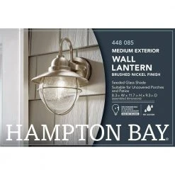 Hampton Bay 1-Light Brushed Nickel Outdoor Cottage Wall Lantern Sconce 15 Hampton Bay 1-Light Brushed Nickel Outdoor Cottage Wall Lantern Sconce -Hampton Bay Shop brushed nickel hampton bay outdoor sconces boa1691h bn 1f 1000