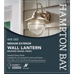 Hampton Bay 1-Light Brushed Nickel Outdoor Cottage Wall Lantern Sconce 14 Hampton Bay 1-Light Brushed Nickel Outdoor Cottage Wall Lantern Sconce -Hampton Bay Shop brushed nickel hampton bay outdoor sconces boa1691h bn 4f 1000
