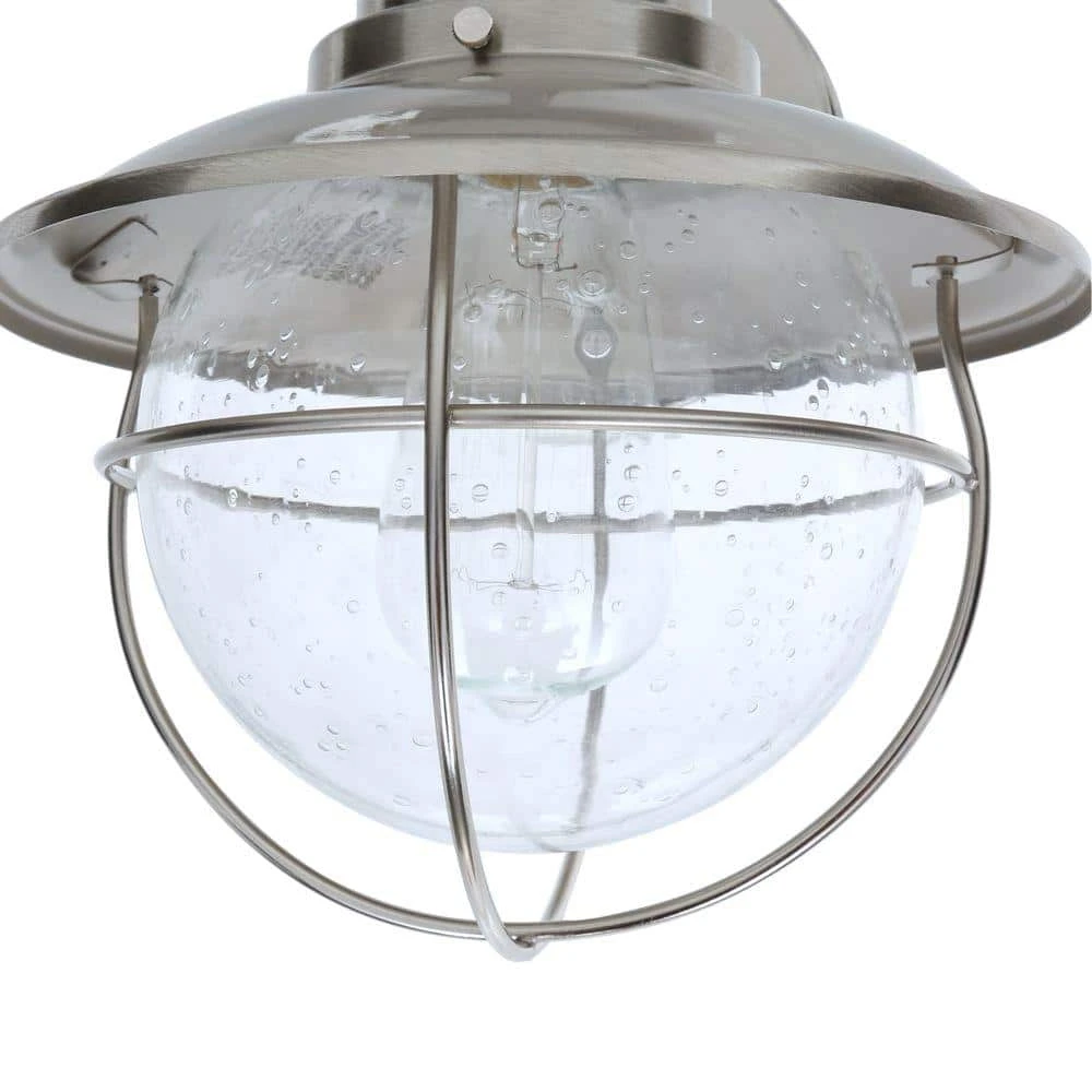 Hampton Bay 1-Light Brushed Nickel Outdoor Cottage Wall Lantern Sconce 5 Hampton Bay 1-Light Brushed Nickel Outdoor Cottage Wall Lantern Sconce - Image 5