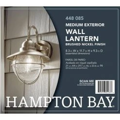 Hampton Bay 1-Light Brushed Nickel Outdoor Cottage Wall Lantern Sconce 17 Hampton Bay 1-Light Brushed Nickel Outdoor Cottage Wall Lantern Sconce -Hampton Bay Shop brushed nickel hampton bay outdoor sconces boa1691h bn fa 1000