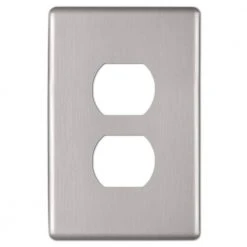 Hampton Bay Kentley Screwless 1-Gang Duplex Outlet Steel Wall Plate - Brushed Nickel (4-Pack)