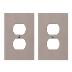 Hampton Bay Barnard 1 Gang Duplex Metal Wall Plate - Brushed Nickel (2-Pack)