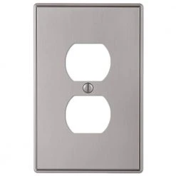 Hampton Bay Ansley Brushed Nickel 1-Gang Duplex Outlet Metal Wall Plate (4-Pack)