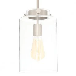 Hampton Bay Mullins 6.75 in. 1-Light Brushed Nickel Mini Pendant with Clear Glass Shade 23 Hampton Bay Mullins 6.75 in. 1-Light Brushed Nickel Mini Pendant with Clear Glass Shade -Hampton Bay Shop brushed nickel hampton bay pendant lights 27328 31 1000