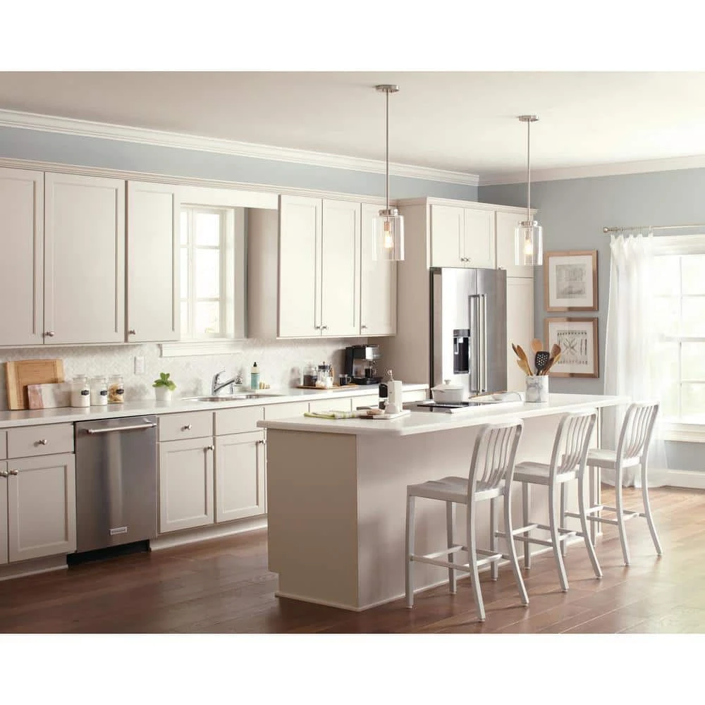 Hampton Bay Mullins 6.75 in. 1-Light Brushed Nickel Mini Pendant with Clear Glass Shade 8 Hampton Bay Mullins 6.75 in. 1-Light Brushed Nickel Mini Pendant with Clear Glass Shade - Image 8