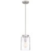 Hampton Bay Mullins 6.75 in. 1-Light Brushed Nickel Mini Pendant with Clear Glass Shade