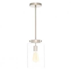 Hampton Bay Mullins 6.75 in. 1-Light Brushed Nickel Mini Pendant with Clear Glass Shade 16 Hampton Bay Mullins 6.75 in. 1-Light Brushed Nickel Mini Pendant with Clear Glass Shade -Hampton Bay Shop brushed nickel hampton bay pendant lights 27328 66 1000