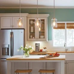 Hampton Bay Mullins 6.75 in. 1-Light Brushed Nickel Mini Pendant with Clear Glass Shade 22 Hampton Bay Mullins 6.75 in. 1-Light Brushed Nickel Mini Pendant with Clear Glass Shade -Hampton Bay Shop brushed nickel hampton bay pendant lights 27328 76 1000