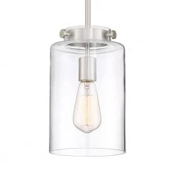 Hampton Bay Mullins 6.75 in. 1-Light Brushed Nickel Mini Pendant with Clear Glass Shade 17 Hampton Bay Mullins 6.75 in. 1-Light Brushed Nickel Mini Pendant with Clear Glass Shade -Hampton Bay Shop brushed nickel hampton bay pendant lights 27328 77 1000