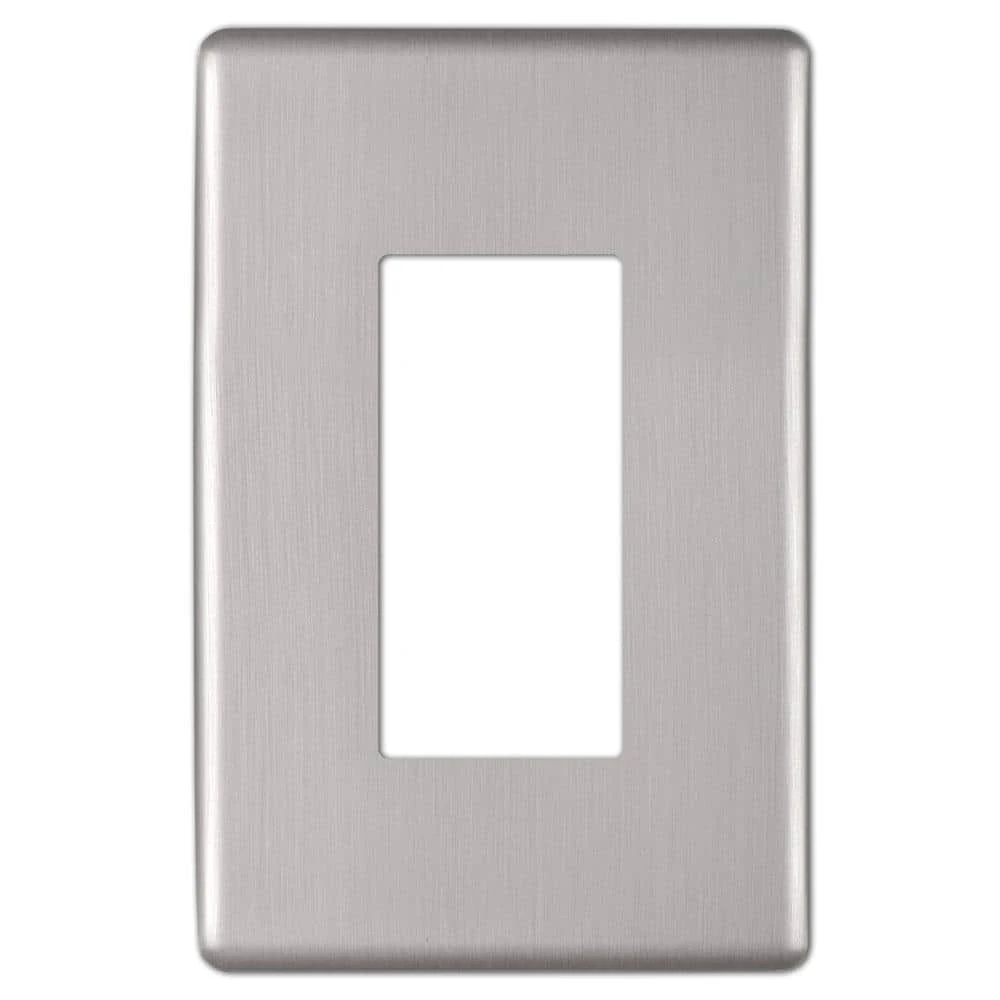 Hampton Bay Kentley Screwless 1-Gang Decorator/Rocker Steel Wall Plate - Brushed Nickel (4-Pack) 1 Hampton Bay Kentley Screwless 1-Gang Decorator/Rocker Steel Wall Plate - Brushed Nickel (4-Pack)