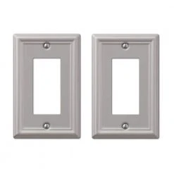 Hampton Bay Ascher 1 Gang Rocker Steel Wall Plate - Brushed Nickel (2-Pack)