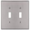 Hampton Bay Ansley 2 Gang Toggle Metal Wall Plate - Brushed Nickel