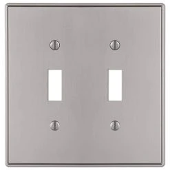 Hampton Bay Ansley 2 Gang Toggle Metal Wall Plate - Brushed Nickel