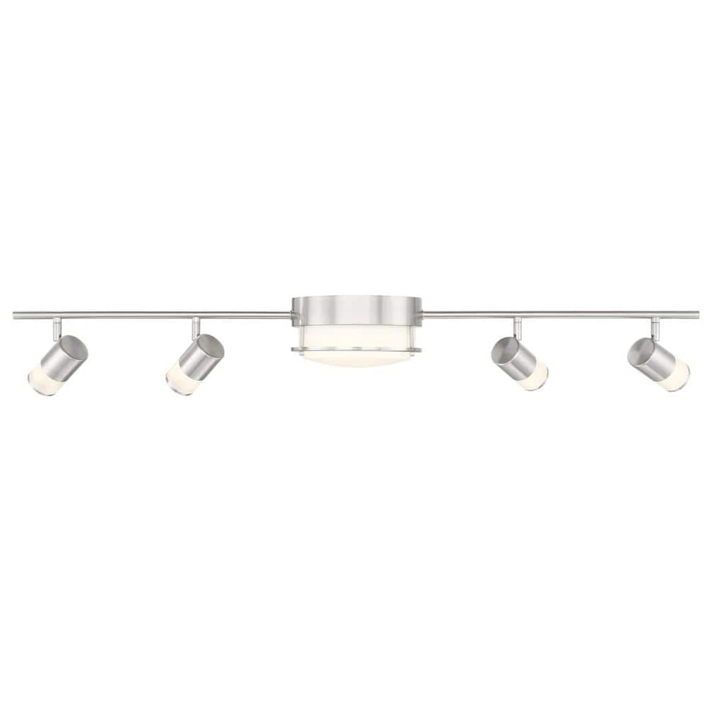Hampton Bay Greyrock 3.44 ft. 4-Light Brushed Nickel Integrated LED Fixed Track Lighting Kit w/ Rotating Heads and Flush Mount Light 5 Hampton Bay Greyrock 3.44 ft. 4-Light Brushed Nickel Integrated LED Fixed Track Lighting Kit w/ Rotating Heads and Flush Mount Light - Image 5