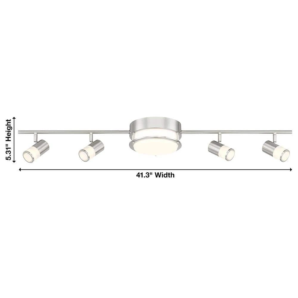Hampton Bay Greyrock 3.44 ft. 4-Light Brushed Nickel Integrated LED Fixed Track Lighting Kit w/ Rotating Heads and Flush Mount Light 3 Hampton Bay Greyrock 3.44 ft. 4-Light Brushed Nickel Integrated LED Fixed Track Lighting Kit w/ Rotating Heads and Flush Mount Light - Image 3