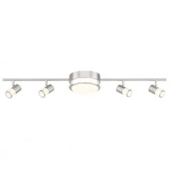 Hampton Bay Greyrock 3.44 ft. 4-Light Brushed Nickel Integrated LED Fixed Track Lighting Kit w/ Rotating Heads and Flush Mount Light