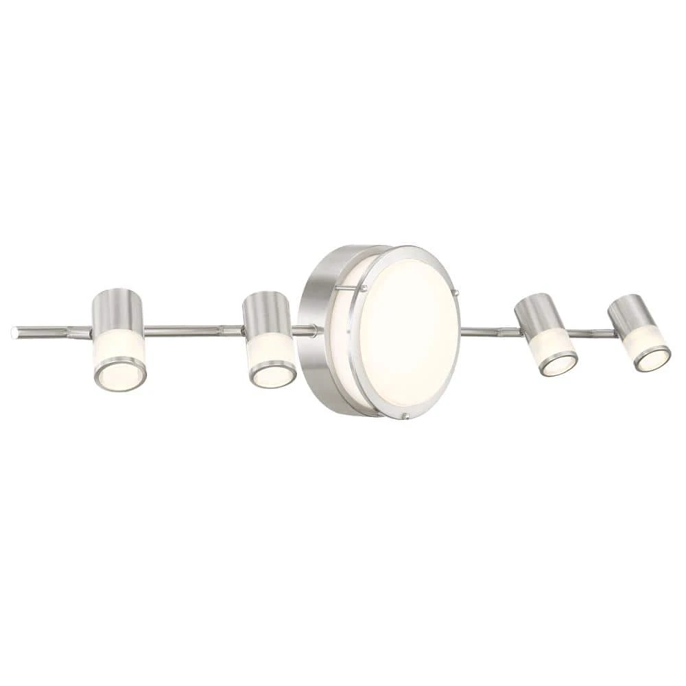 Hampton Bay Greyrock 3.44 ft. 4-Light Brushed Nickel Integrated LED Fixed Track Lighting Kit w/ Rotating Heads and Flush Mount Light 6 Hampton Bay Greyrock 3.44 ft. 4-Light Brushed Nickel Integrated LED Fixed Track Lighting Kit w/ Rotating Heads and Flush Mount Light - Image 6