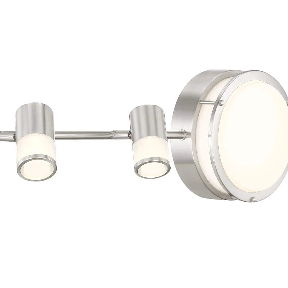 Hampton Bay Greyrock 3.44 ft. 4-Light Brushed Nickel Integrated LED Fixed Track Lighting Kit w/ Rotating Heads and Flush Mount Light 2 Hampton Bay Greyrock 3.44 ft. 4-Light Brushed Nickel Integrated LED Fixed Track Lighting Kit w/ Rotating Heads and Flush Mount Light - Image 2