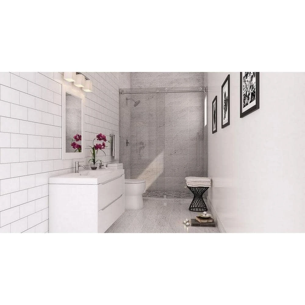 Hampton Bay Architecture 3-Light Brushed Nickel Vanity Light with Etched White Glass Shades 5 Hampton Bay Architecture 3-Light Brushed Nickel Vanity Light with Etched White Glass Shades - Image 5