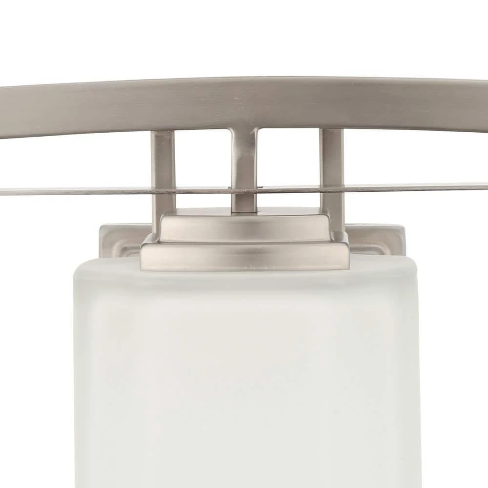 Hampton Bay Architecture 3-Light Brushed Nickel Vanity Light with Etched White Glass Shades 4 Hampton Bay Architecture 3-Light Brushed Nickel Vanity Light with Etched White Glass Shades - Image 4