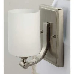 Hampton Bay 1-Light Brushed Nickel Wall Sconce with Frosted Opal Glass Shade -Hampton Bay Shop brushed nickel hampton bay vanity lighting 17678 4f 1000