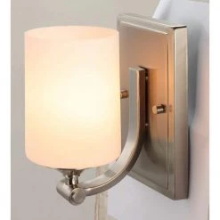 Hampton Bay 1-Light Brushed Nickel Wall Sconce with Frosted Opal Glass Shade -Hampton Bay Shop brushed nickel hampton bay vanity lighting 17678 c3 1000