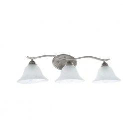 Hampton Bay Andenne 3-Light 26.3 in. Transitional Brushed Nickel Bathroom Vanity Light with Bell Shaped Marbleized Glass Shades -Hampton Bay Shop brushed nickel hampton bay vanity lighting 2827 bn c3 1000