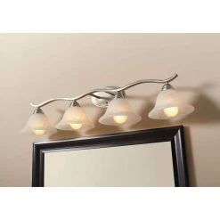 Hampton Bay Andenne 4-Light Brushed Nickel Bathroom Vanity Light with Bell Shaped Marbleized Glass Shades -Hampton Bay Shop brushed nickel hampton bay vanity lighting 2828 bn 44 1000