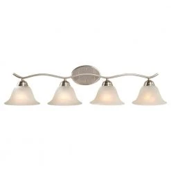 Hampton Bay Andenne 4-Light Brushed Nickel Bathroom Vanity Light with Bell Shaped Marbleized Glass Shades